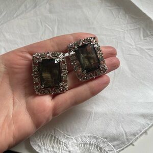 Sarah Coventry Silver and Black Earrings